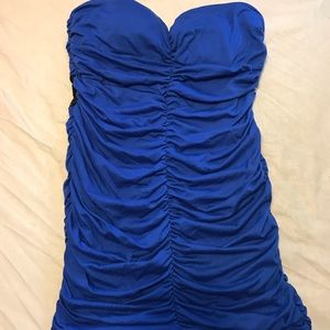 Stretchy Strapless mini dress with lace back